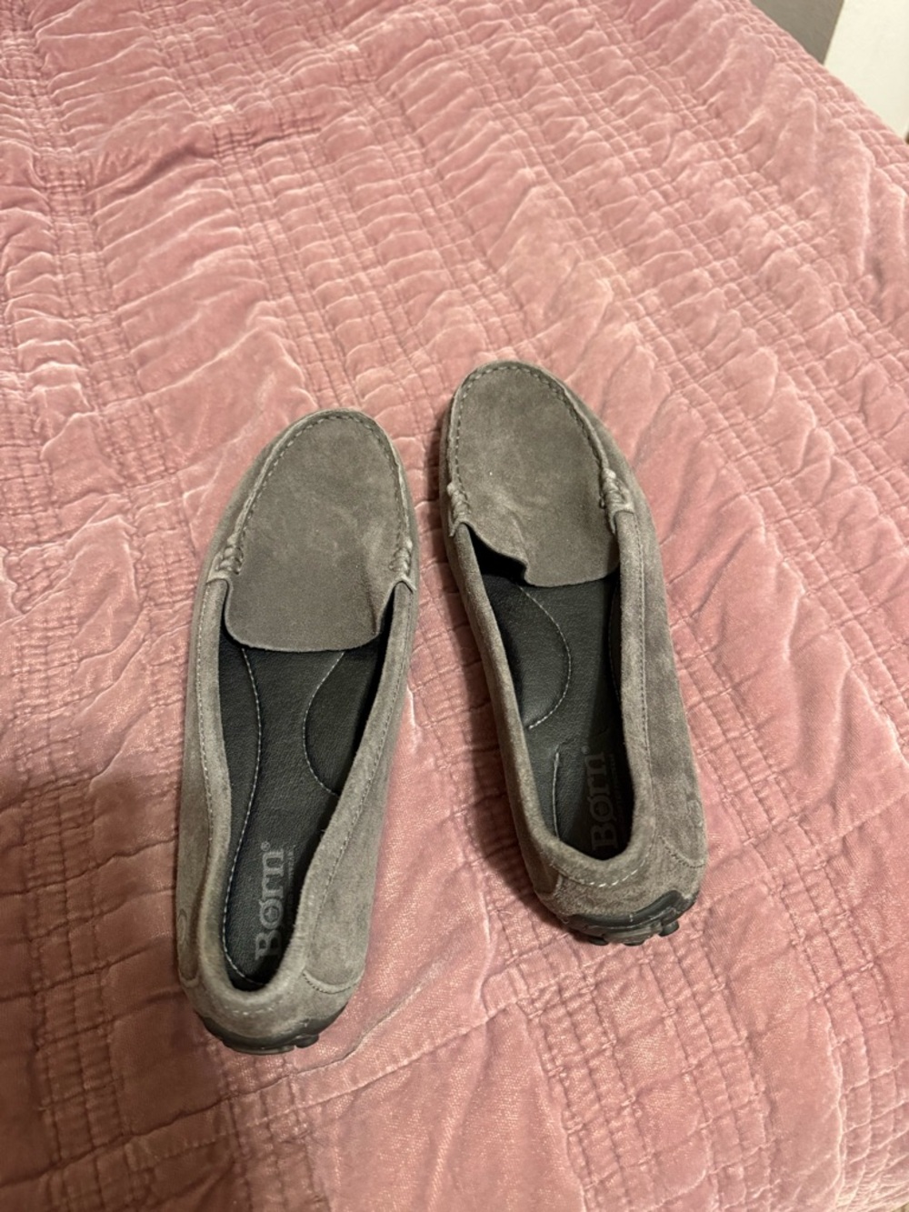 Born Gray Suede Slip-On Loafers